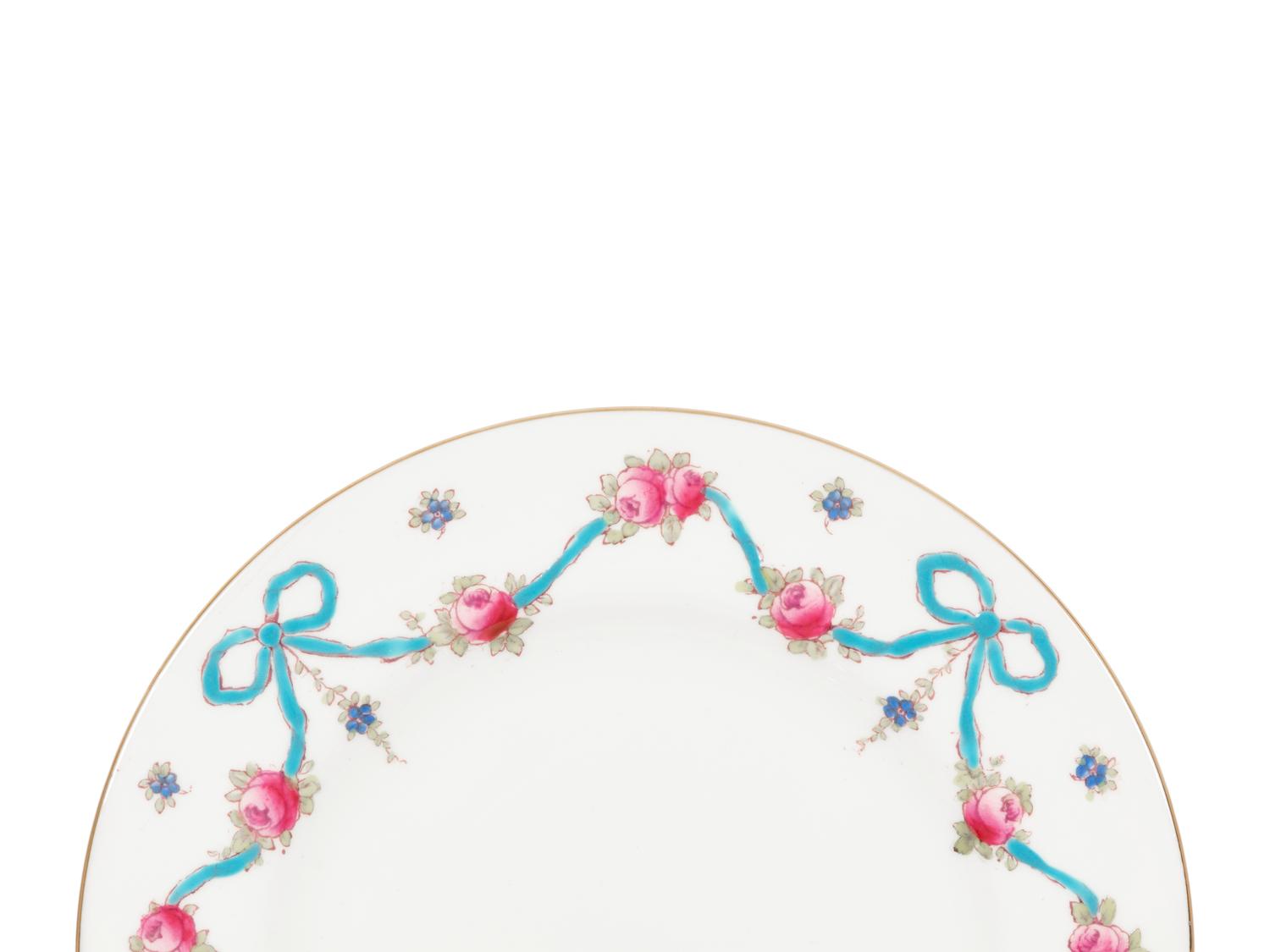 A Crown Staffordshire Blue Bow Porcelain Dessert Service