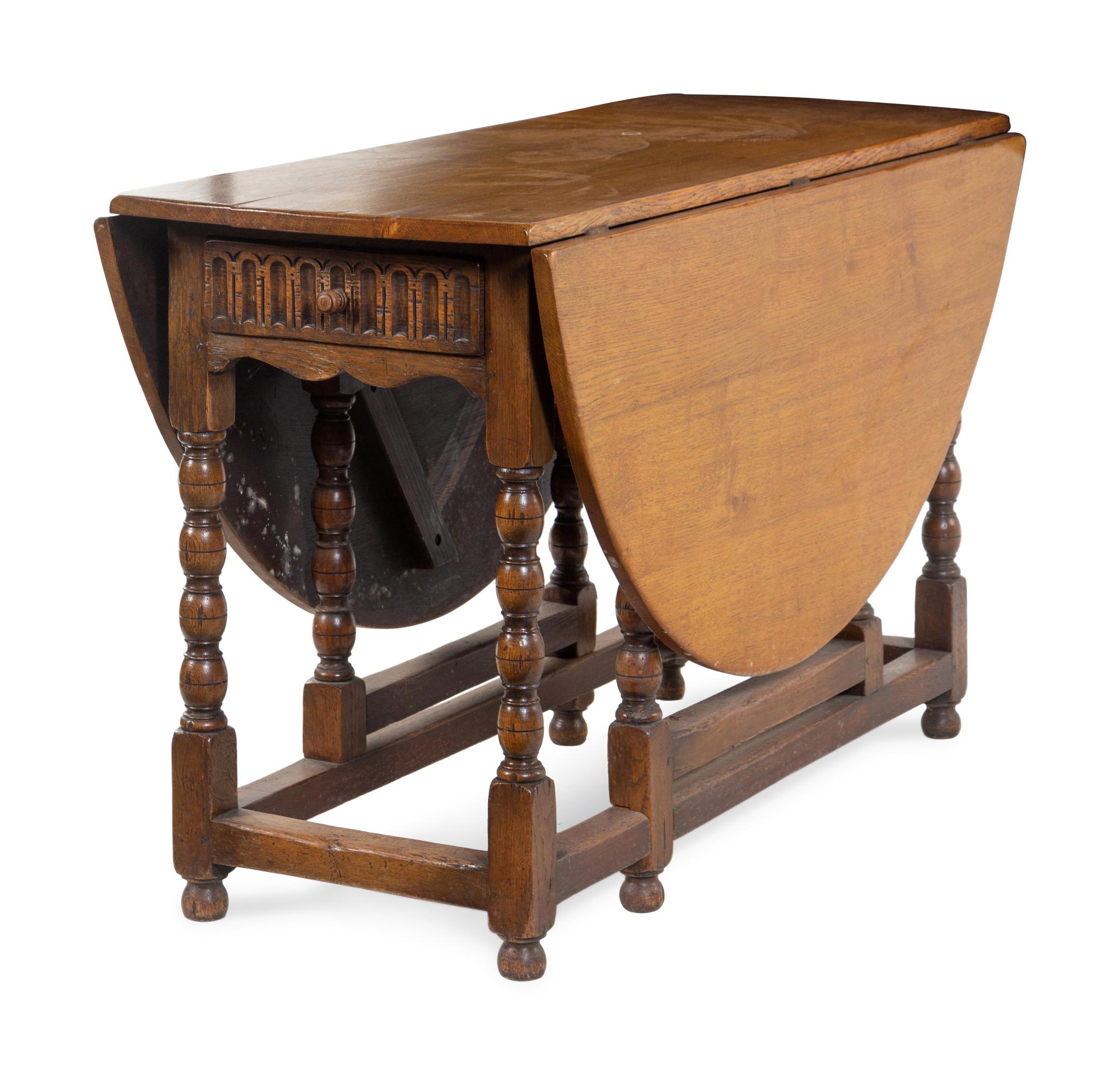 A William and Mary Style Oak Drop-Leaf Table