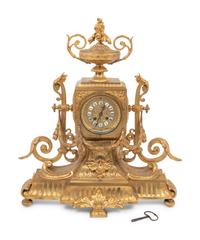 A Louis XVI Style Gilt Bronze Mantel Clock