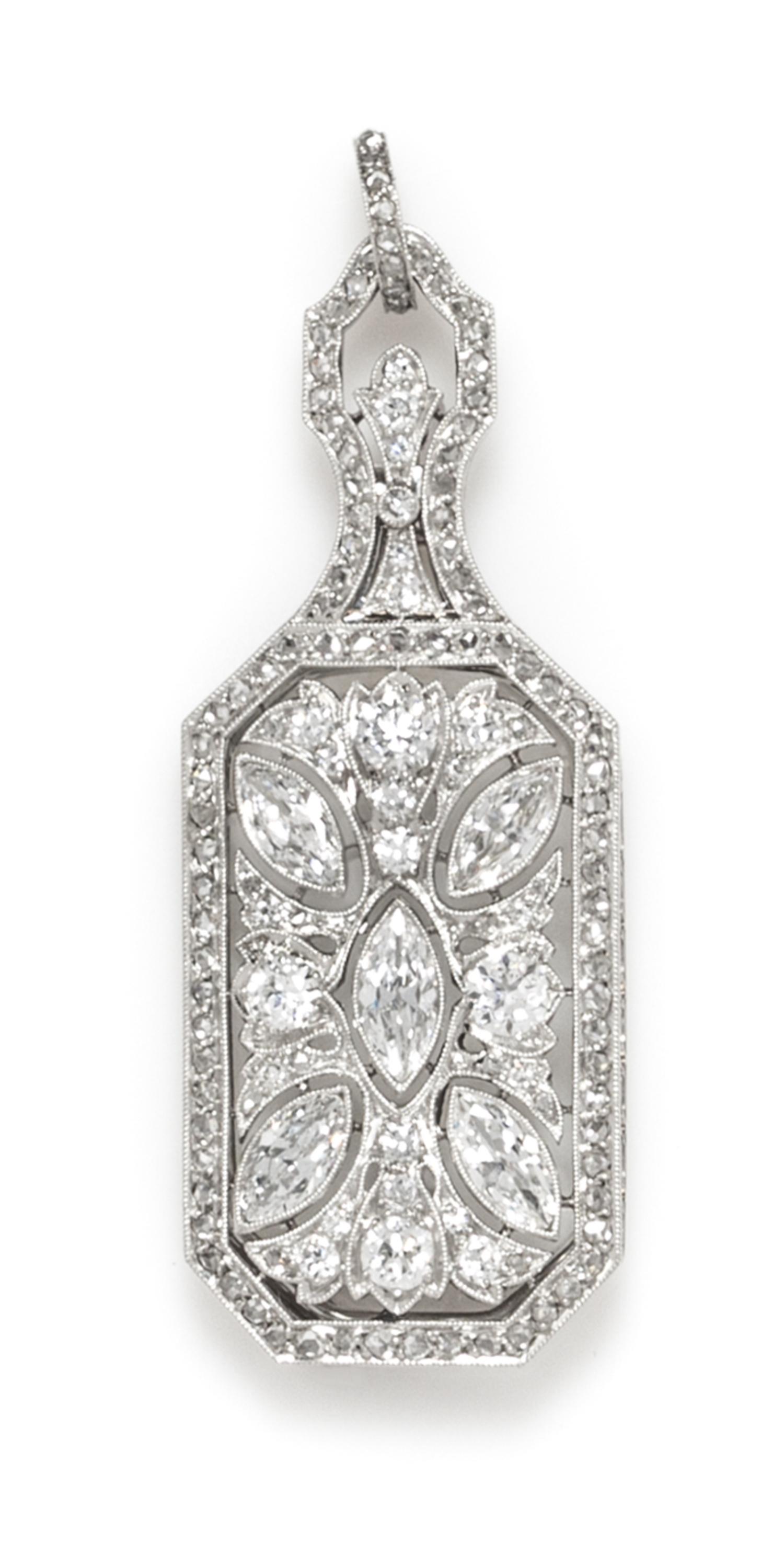 A Fine Art Deco Platinum and Diamond Lorgnette, Charlton & Co., 11.00 dwts.