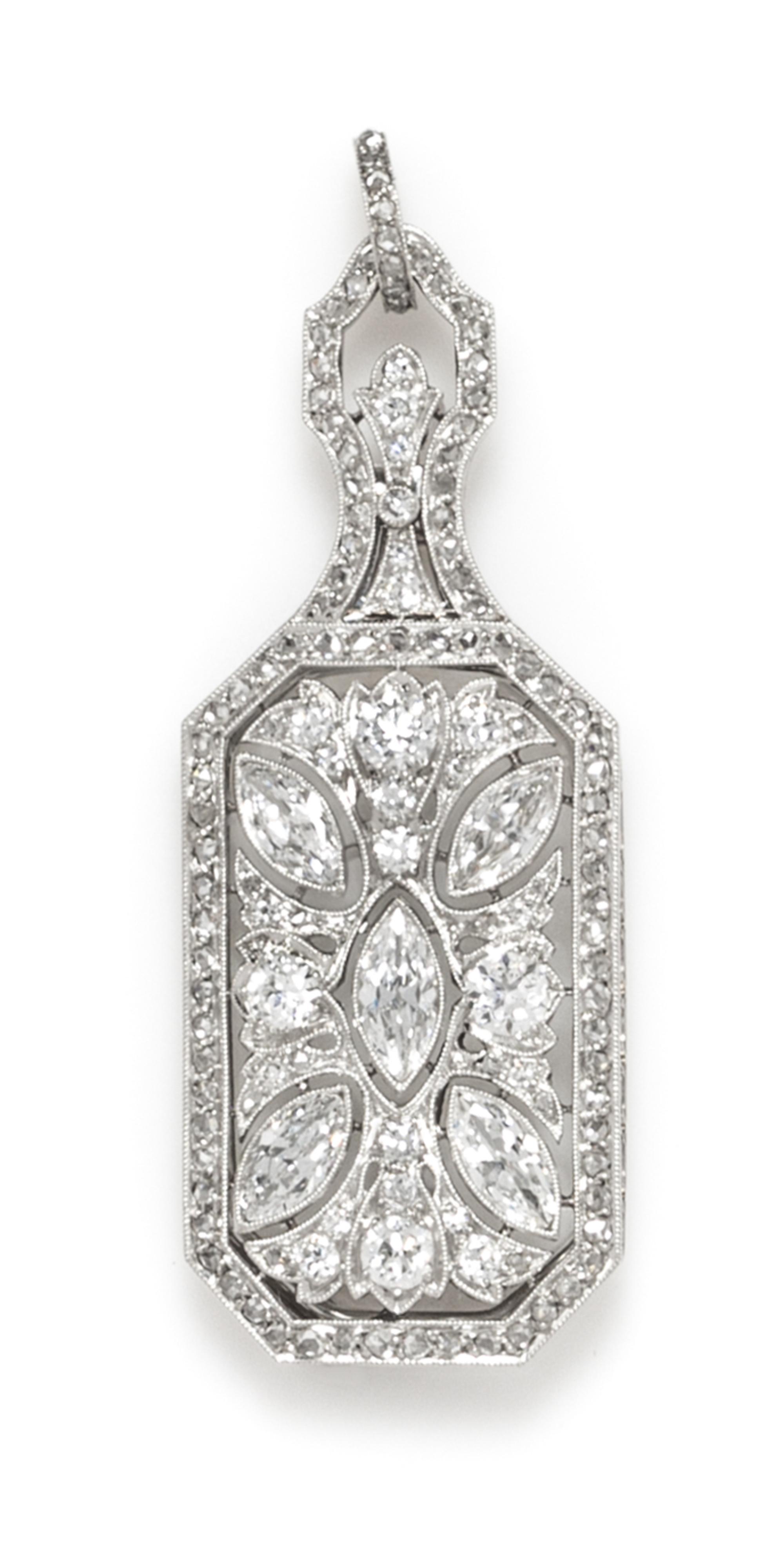 A Fine Art Deco Platinum and Diamond Lorgnette, Charlton & Co., 11.00 dwts.