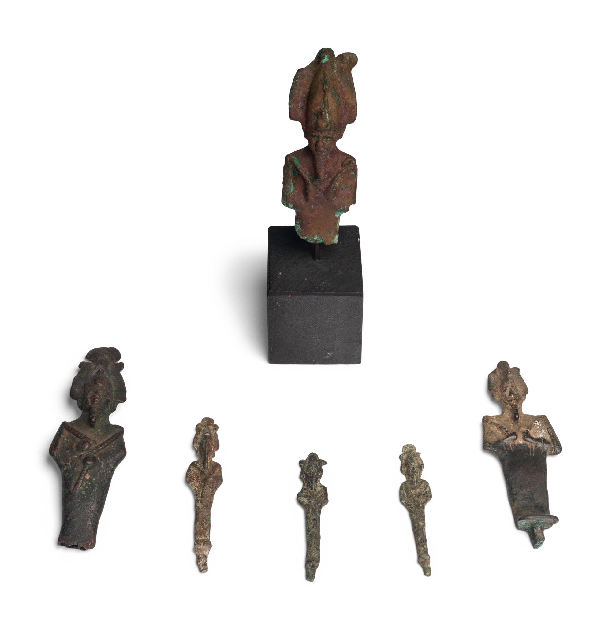 Six Egyptian Bronze Osiris Figures