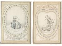 [REVOLUTIONARY WAR]. Ink and watercolor portraits of Marquis de LAFAYETTE and Charlotte CORDAY.