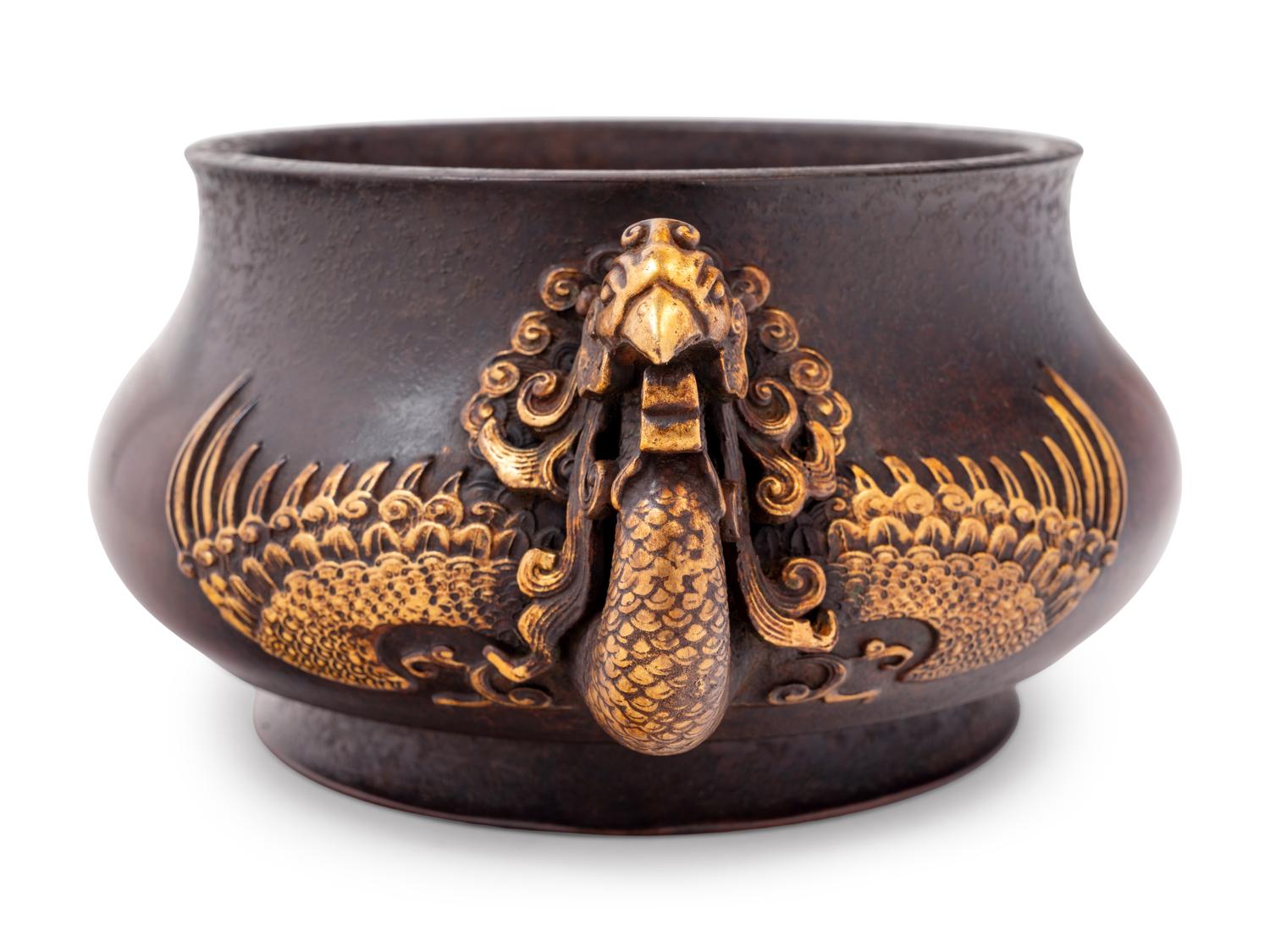 A Chinese Bronze 'Phoenix' Censer