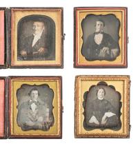 [EARLY PHOTOGRAPHY]. 19 sixth plate daguerreotypes of people with books & other objects/accessories.