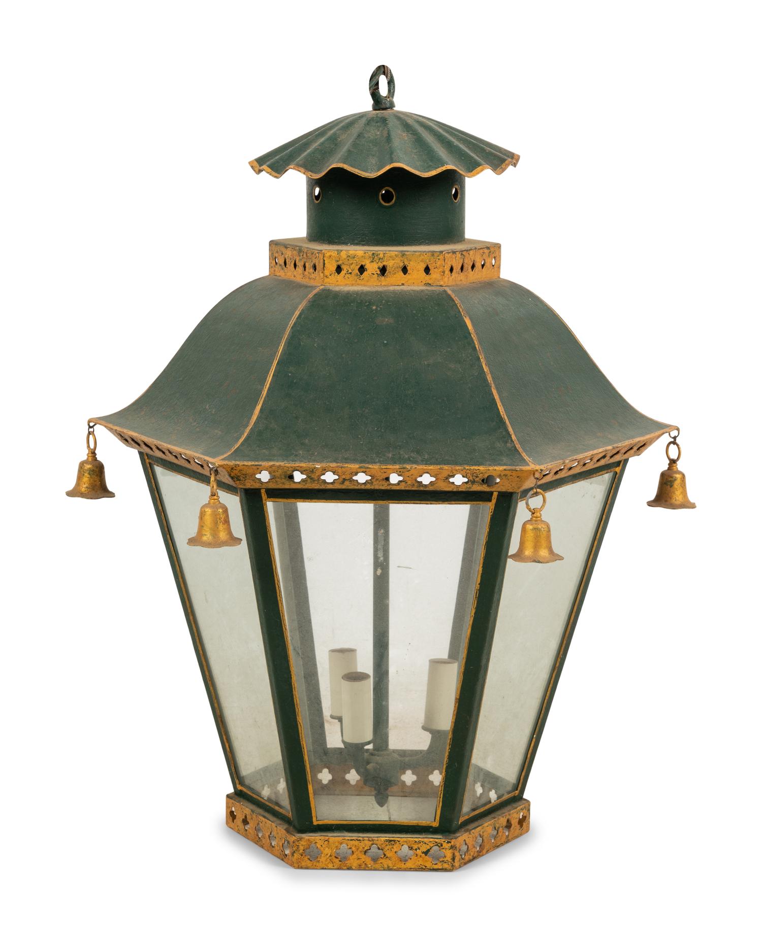 A Parcel Gilt Tôle Hall Lantern