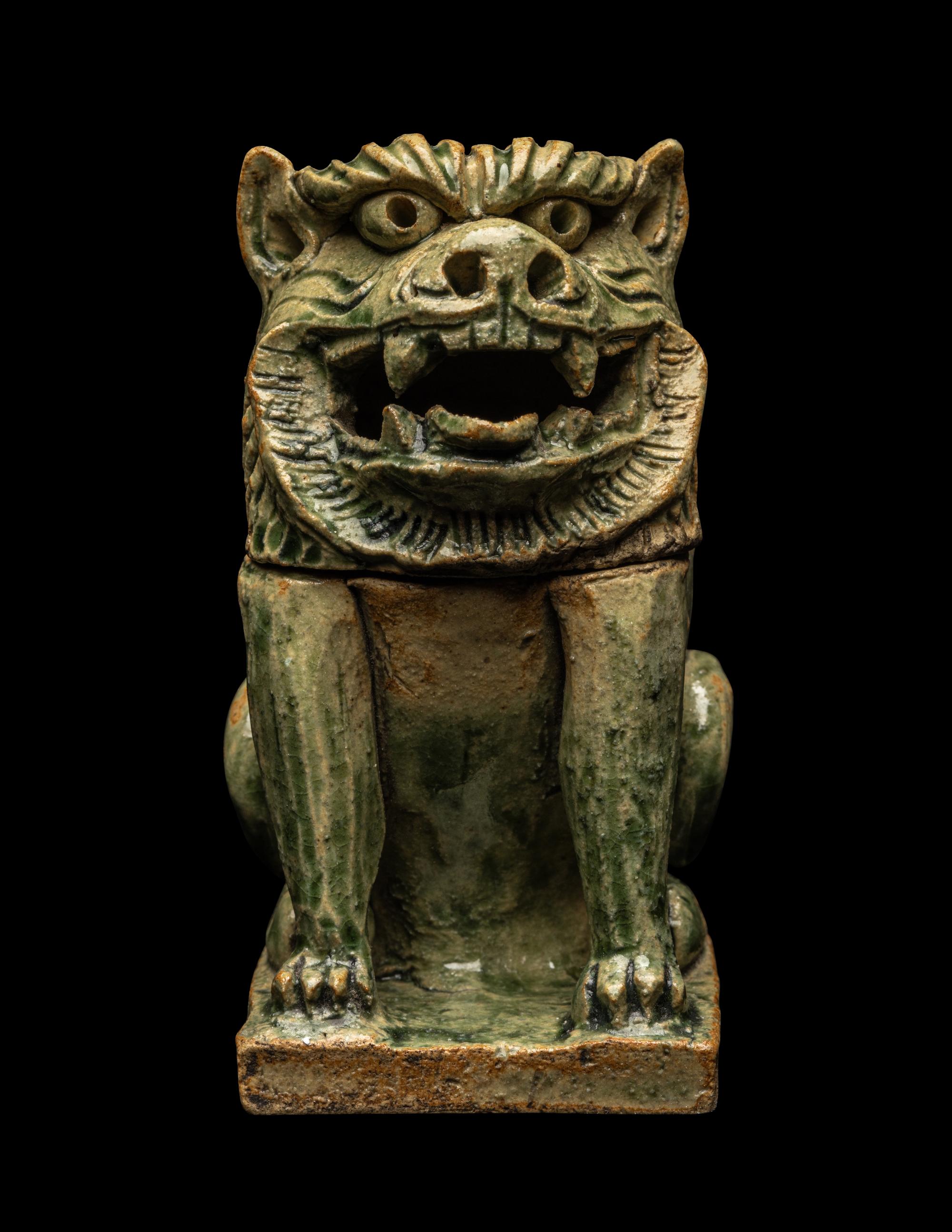 A Japanese Oribe Pottery Incense Burner