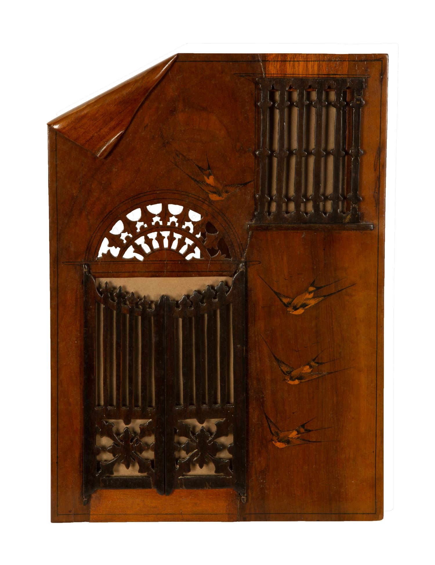 An Art Nouveau Intarsia Wood Peekaboo Frame