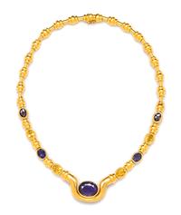 An 18 Karat Yellow Gold, Iolite and Citrine Necklace, Italian, 59.00 dwts.