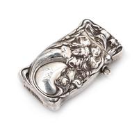 An American Silver Match Safe, R. Blackinton & Co., North Attleboro, MA, Circa 1900, one side depicting a female nude among floral deco