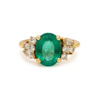 Emerald, Diamond, and Yellow Gold Ring
