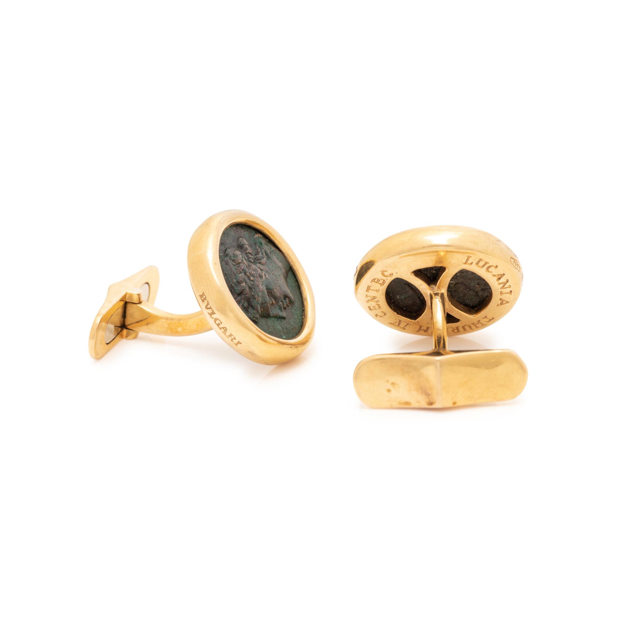BVLGARI, YELLOW GOLD AND ROMAN COIN 'MONETE' CUFFLINKS