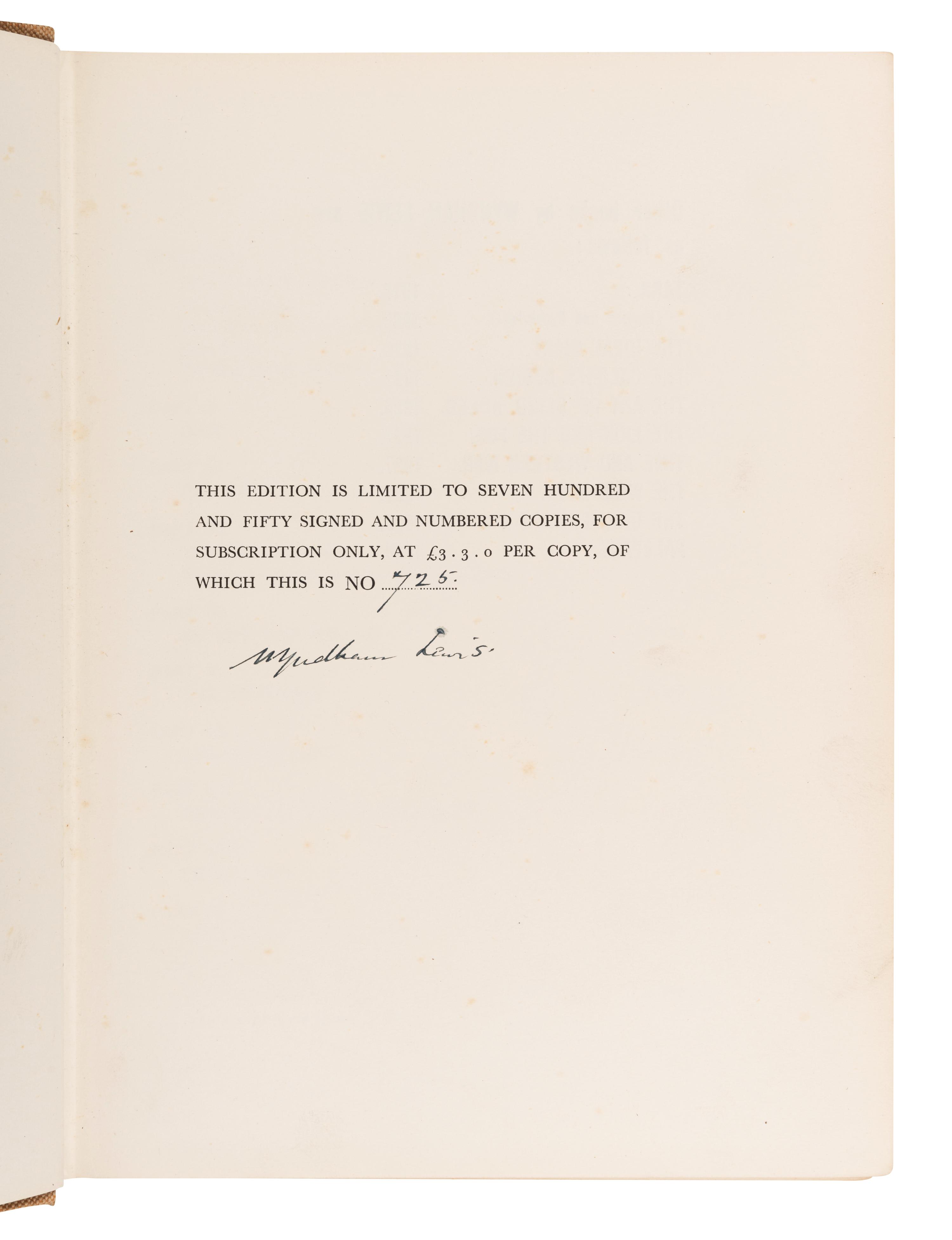 LEWIS, Wyndham (1882-1957). The Apes of God. London: The Arthur Press, 1930.