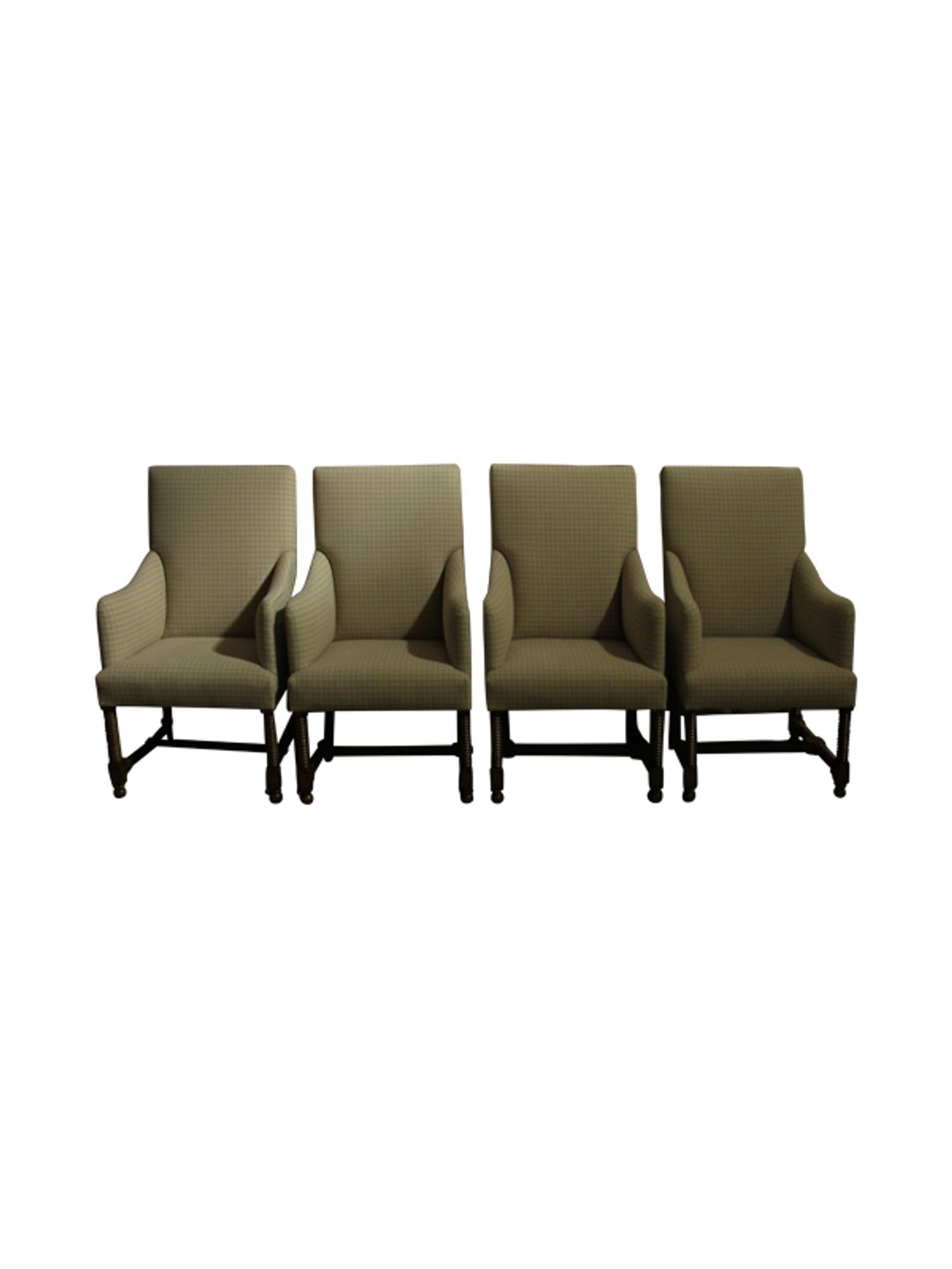 Four Upholstered Armchairs Height 42 inches.