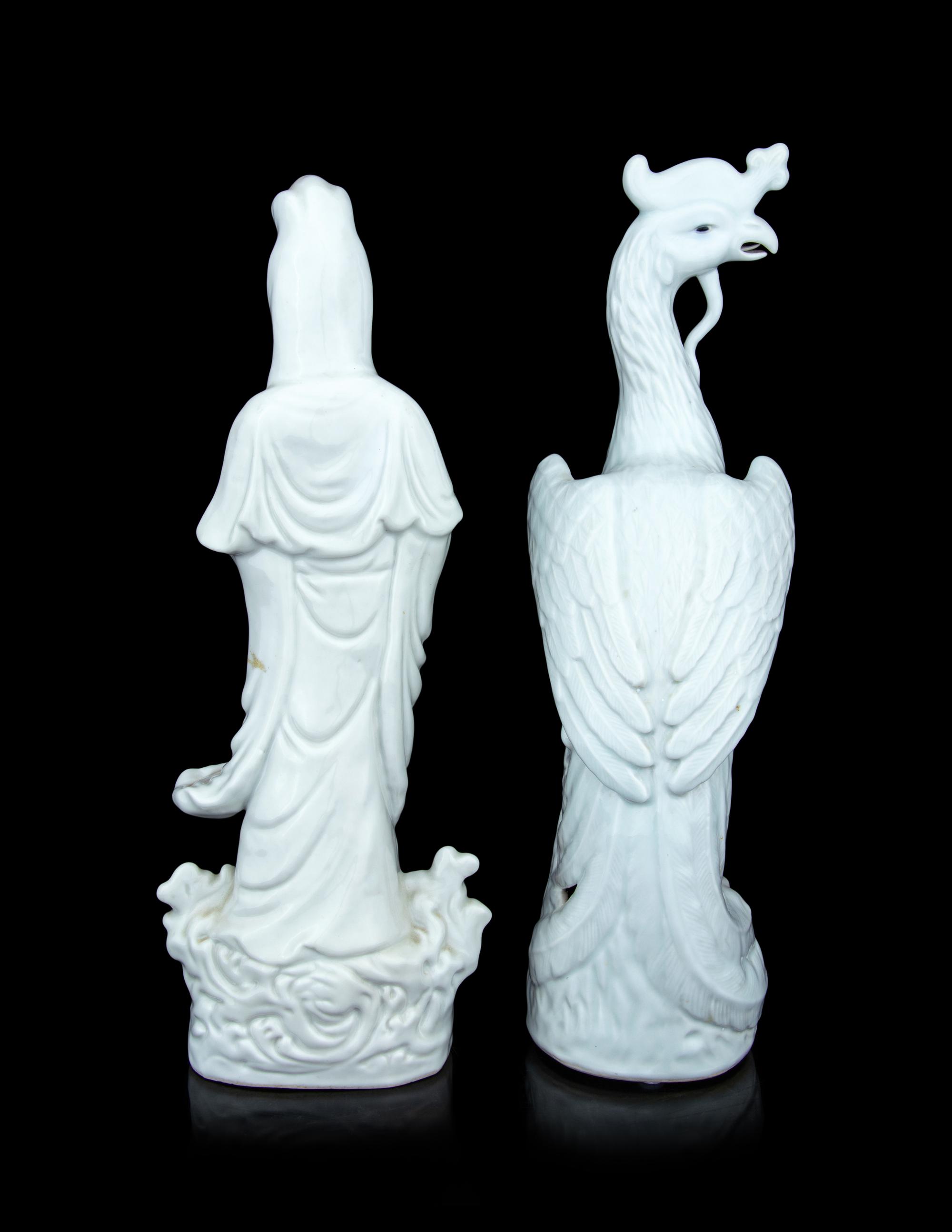 Two Chinese Blanc-de-Chine Porcelain Figures