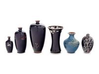 Seven Japanese Cloisonné Enamel Vases