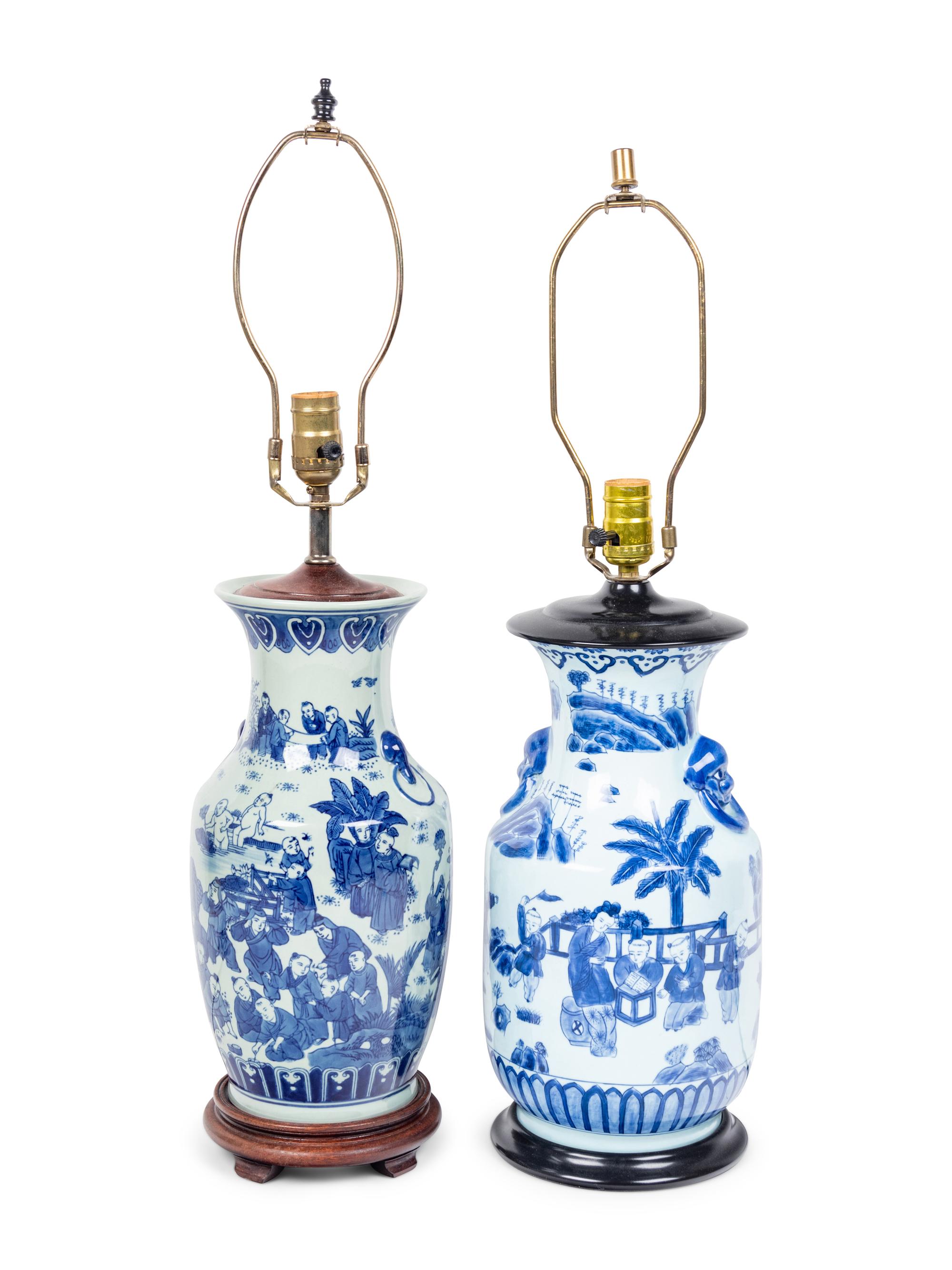 Two Chinese Export Porcelain Vases Mounted as Lamps