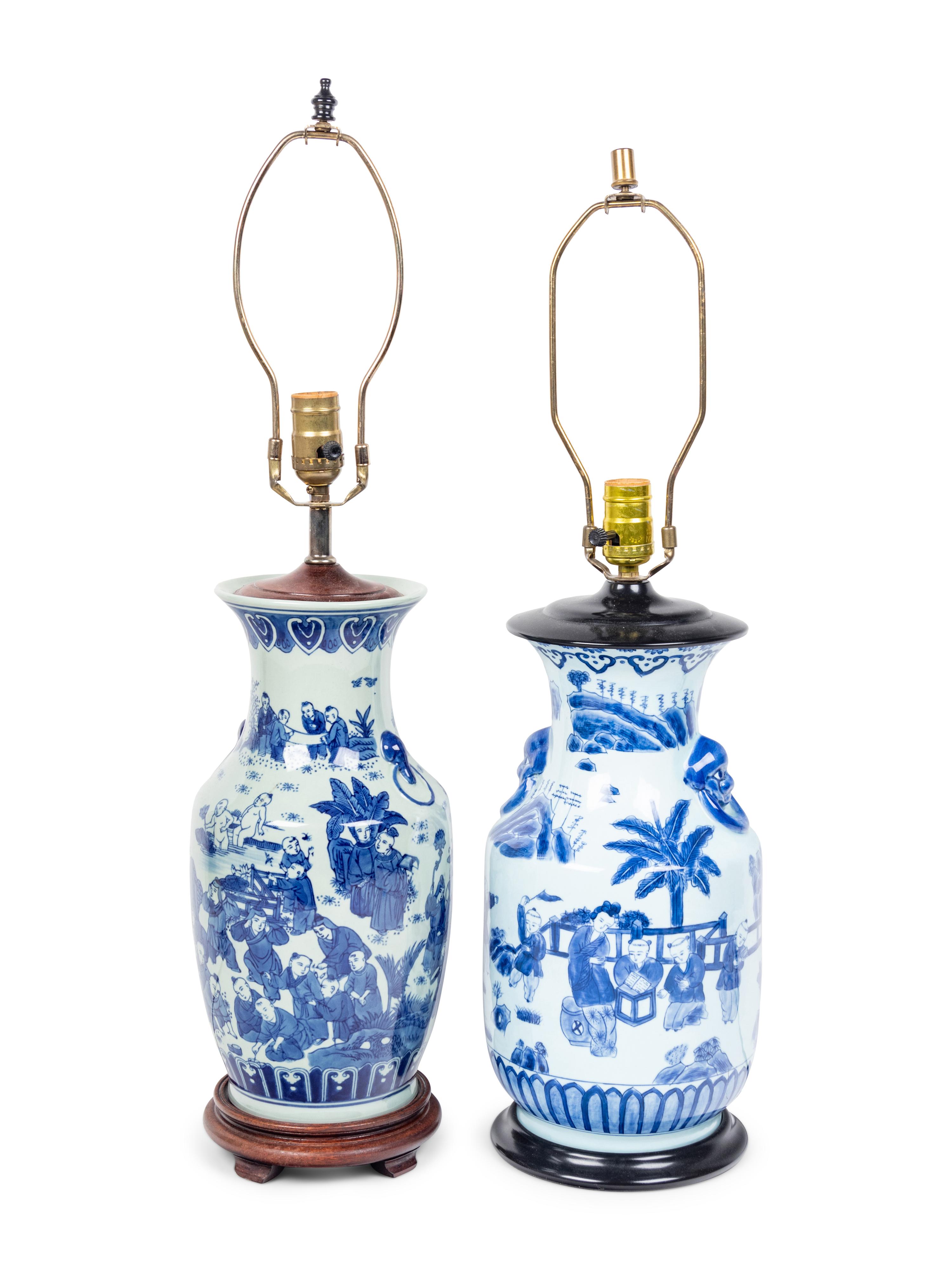 Two Chinese Export Porcelain Vases Mounted as Lamps
