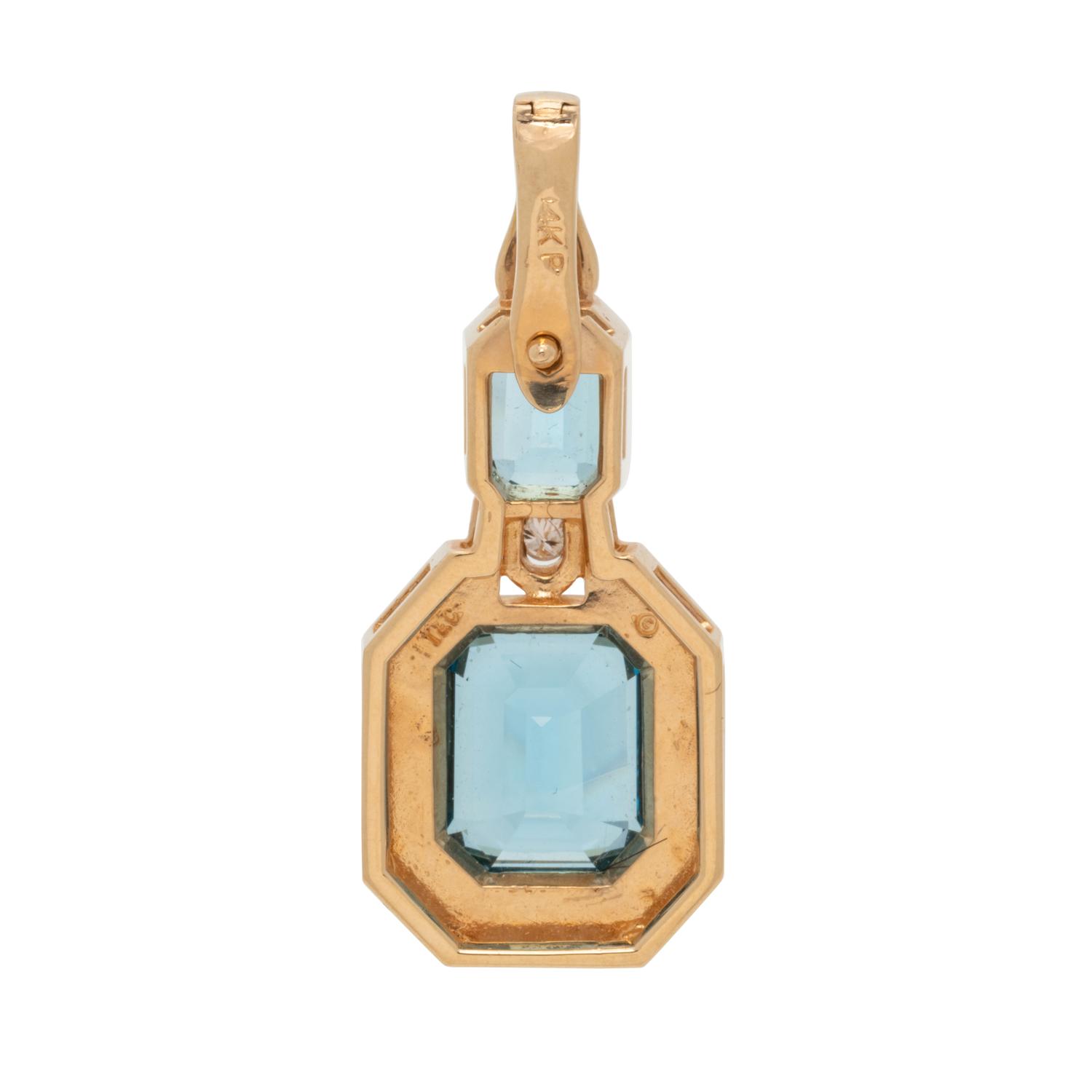 BLUE TOPAZ AND DIAMOND PENDANT