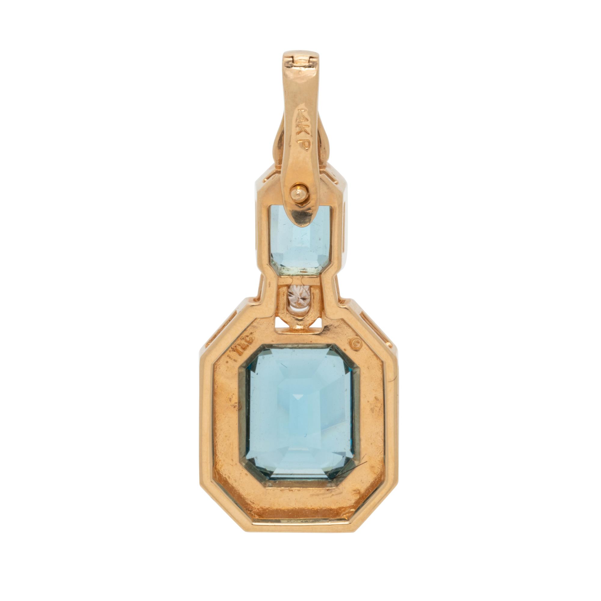 BLUE TOPAZ AND DIAMOND PENDANT