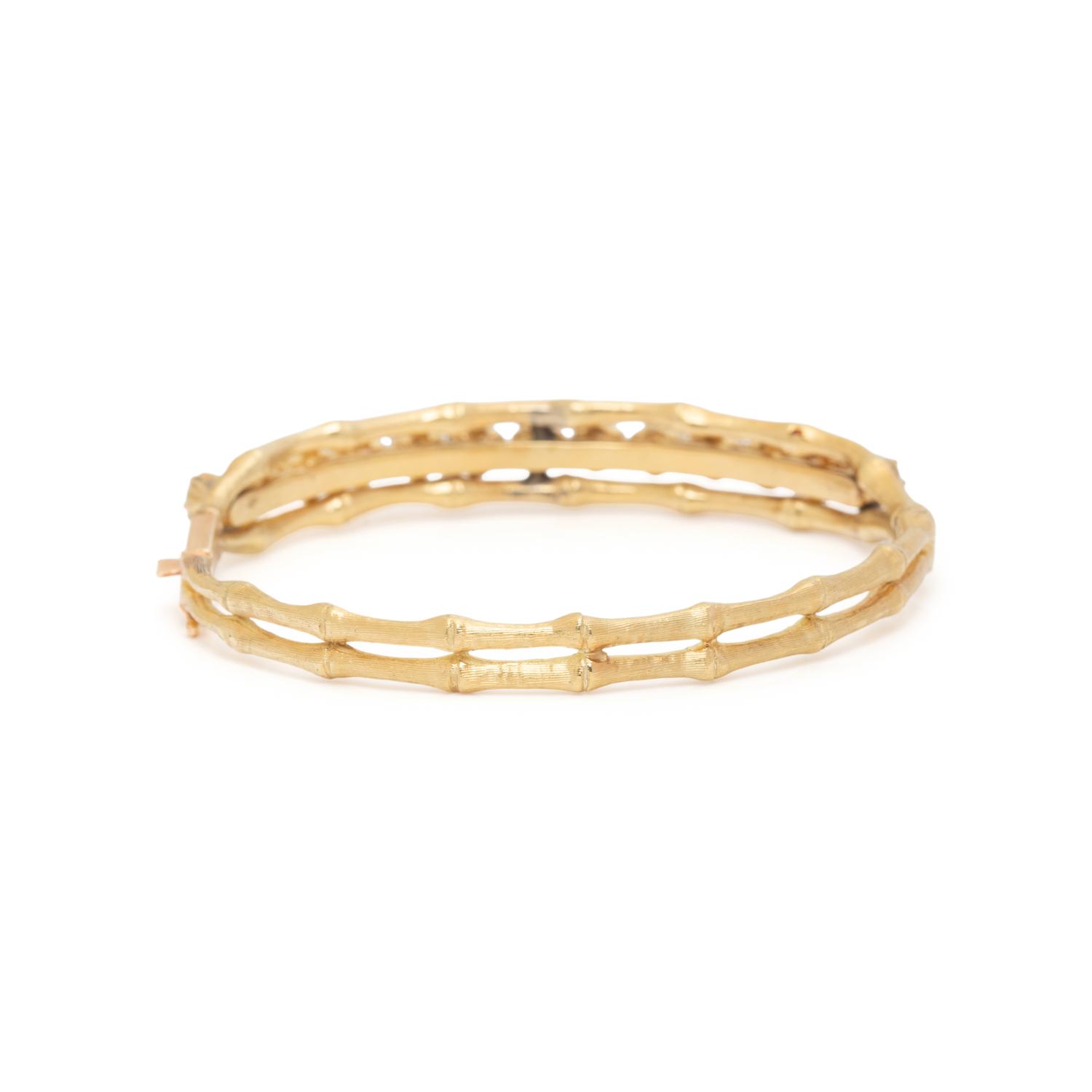 GOLD AND DIAMOND BAMBOO MOTIF BANGLE BRACELET
