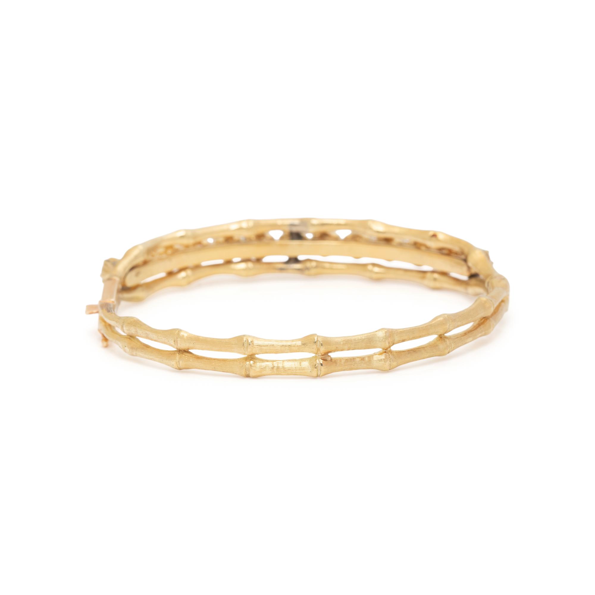 GOLD AND DIAMOND BAMBOO MOTIF BANGLE BRACELET