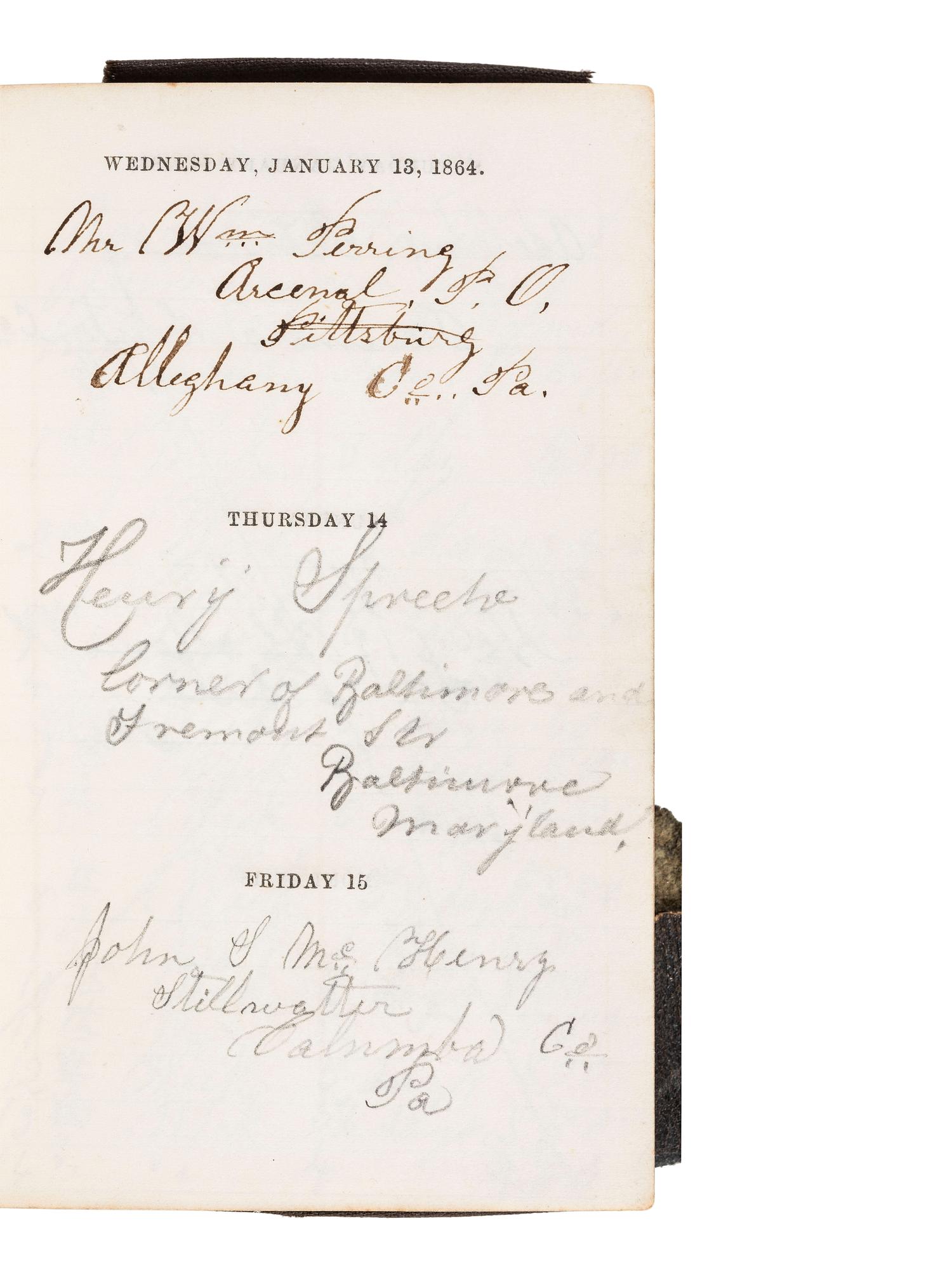 [CIVIL WAR]. 1864 diary of Private Joseph C. Foster, 148th New York Infantry, wounded at Battle of Chaffin's Farm.