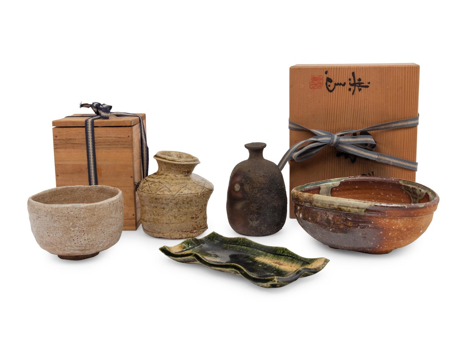 Five Japanese Pottery Vessels