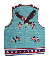 Plains Beaded Hide Vest, with American Flags and Eagle