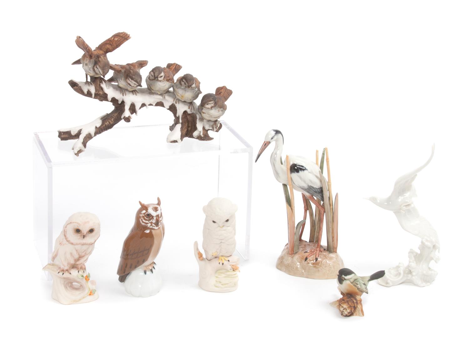 A Collection of Seven Porcelain Figures of Birds Height of tallest 7 inches. — 20TH CENTURY