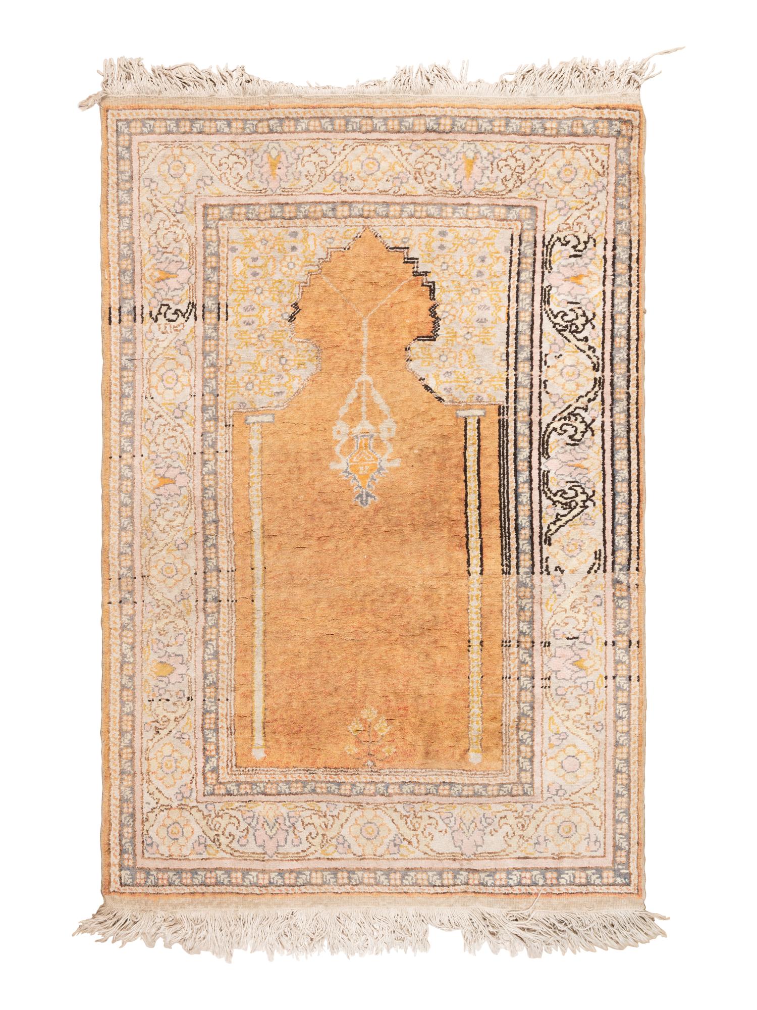 A Turkish Silk Prayer Rug