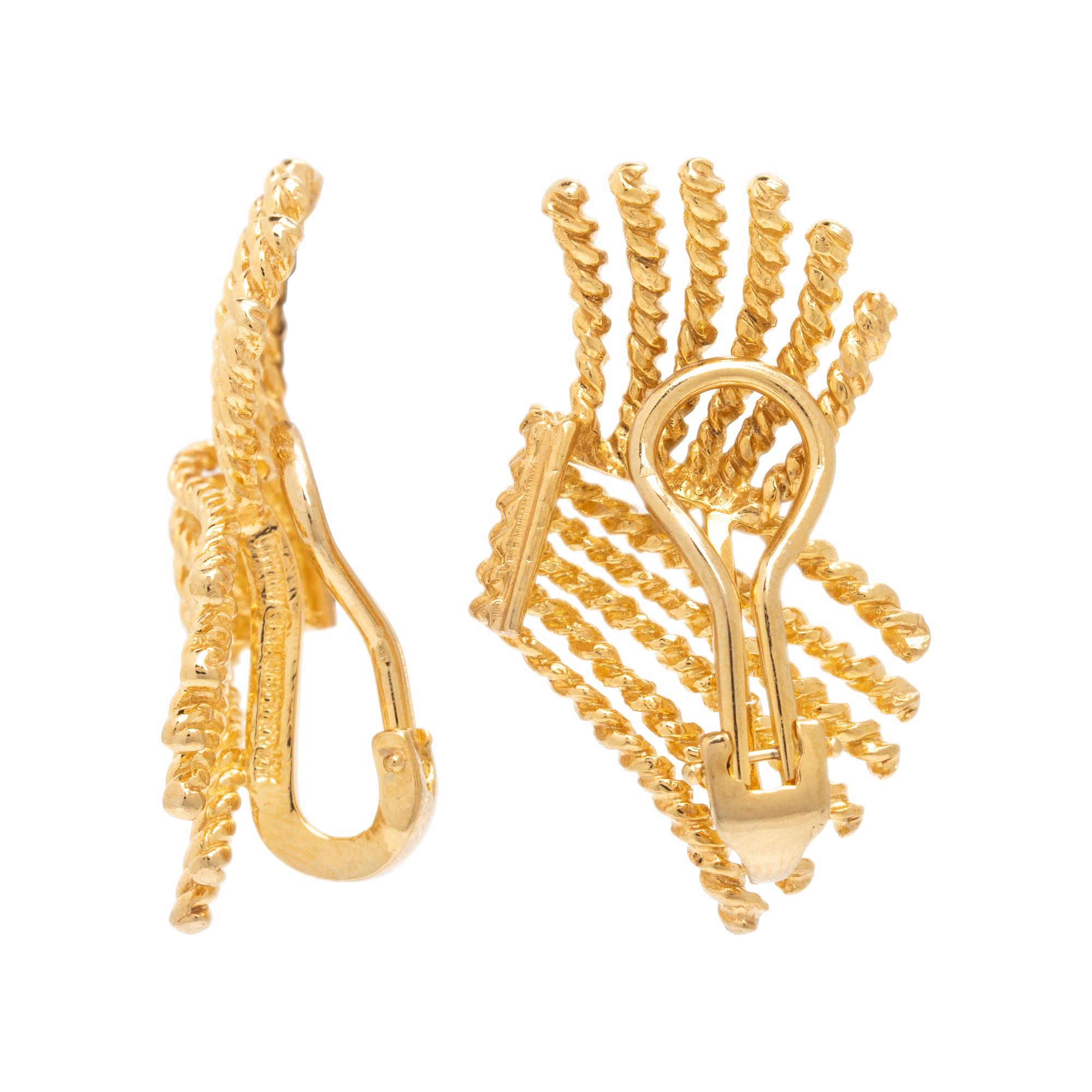 Tiffany & Co., Schlumberger, Yellow Gold Rope Fan Earrings