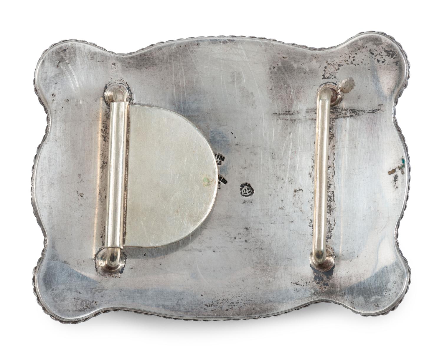 Mexican Sterling Silver and 10K Gold Horse Belt Buckle