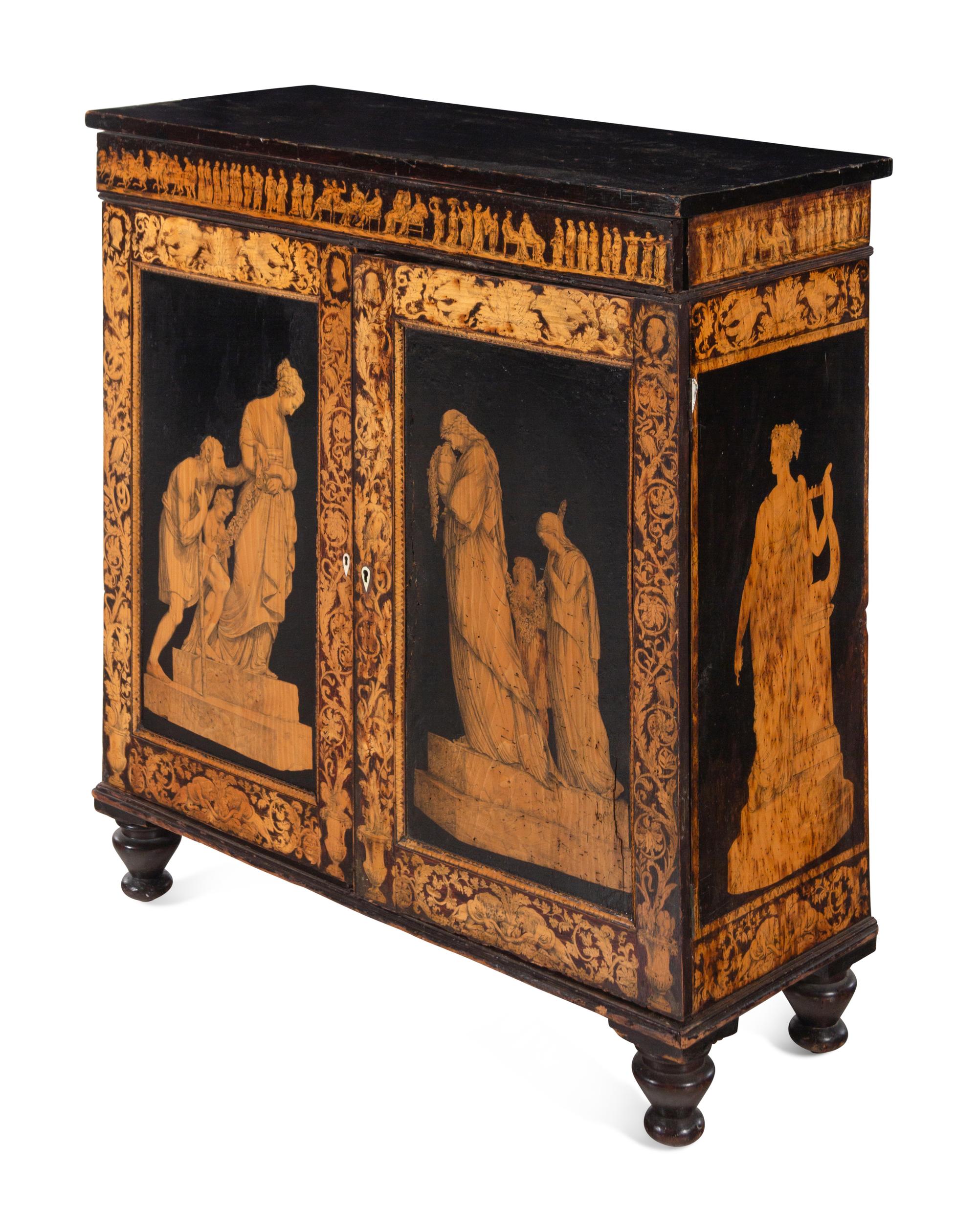 A Neoclassical Style Penwork Cabinet