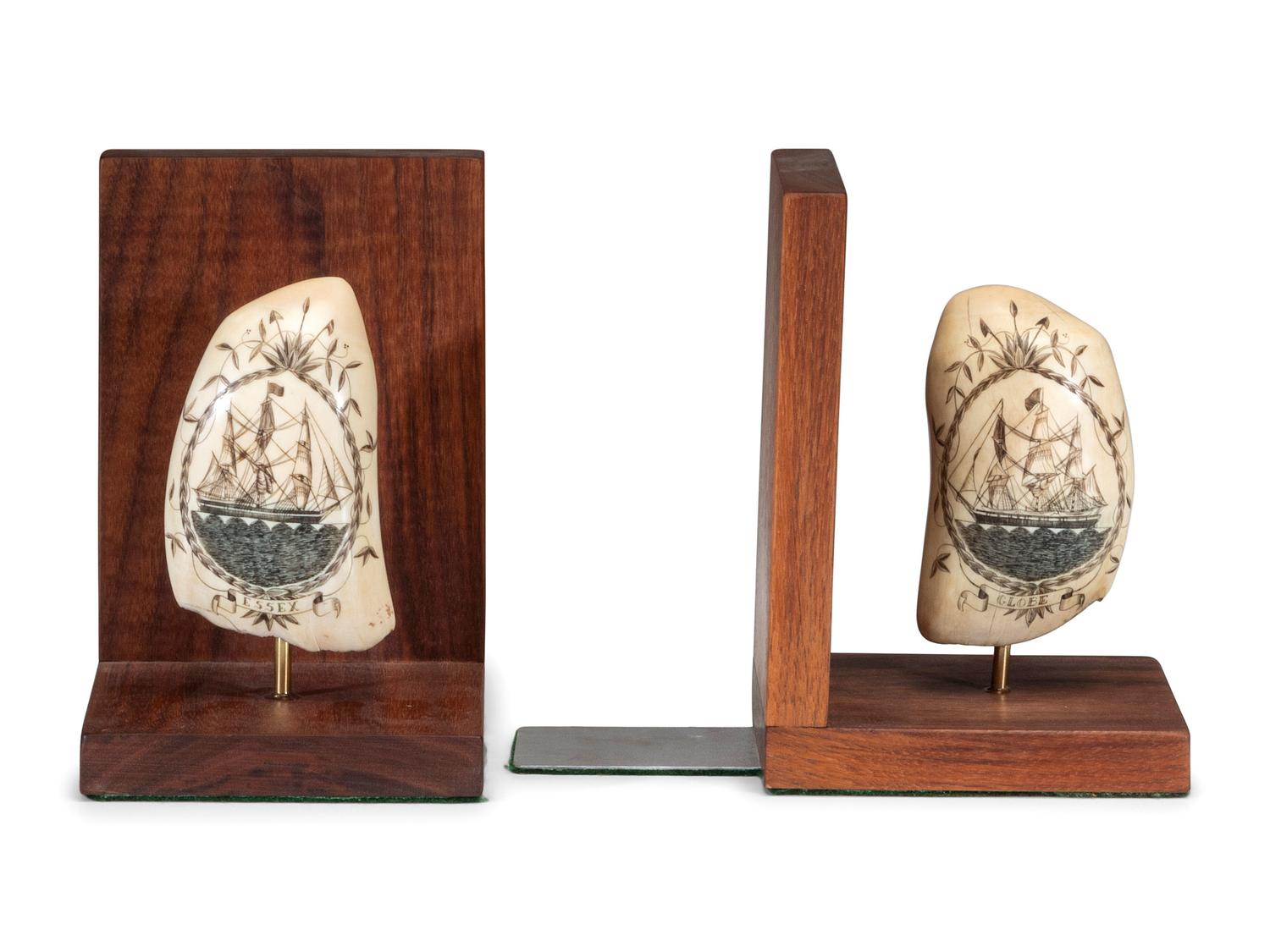 A Pair of Robert Spring Scrimshaw Whale's Teeth