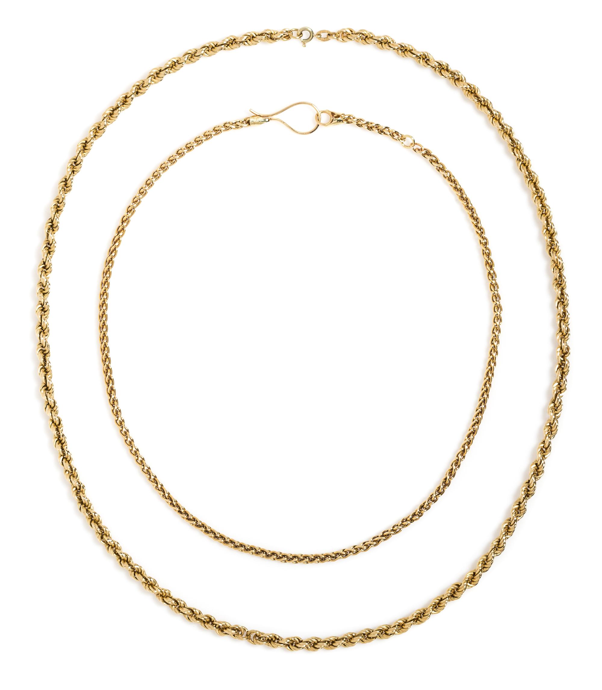 A Collection of 18 Karat Yellow Gold Chains, 27.20 dwts.