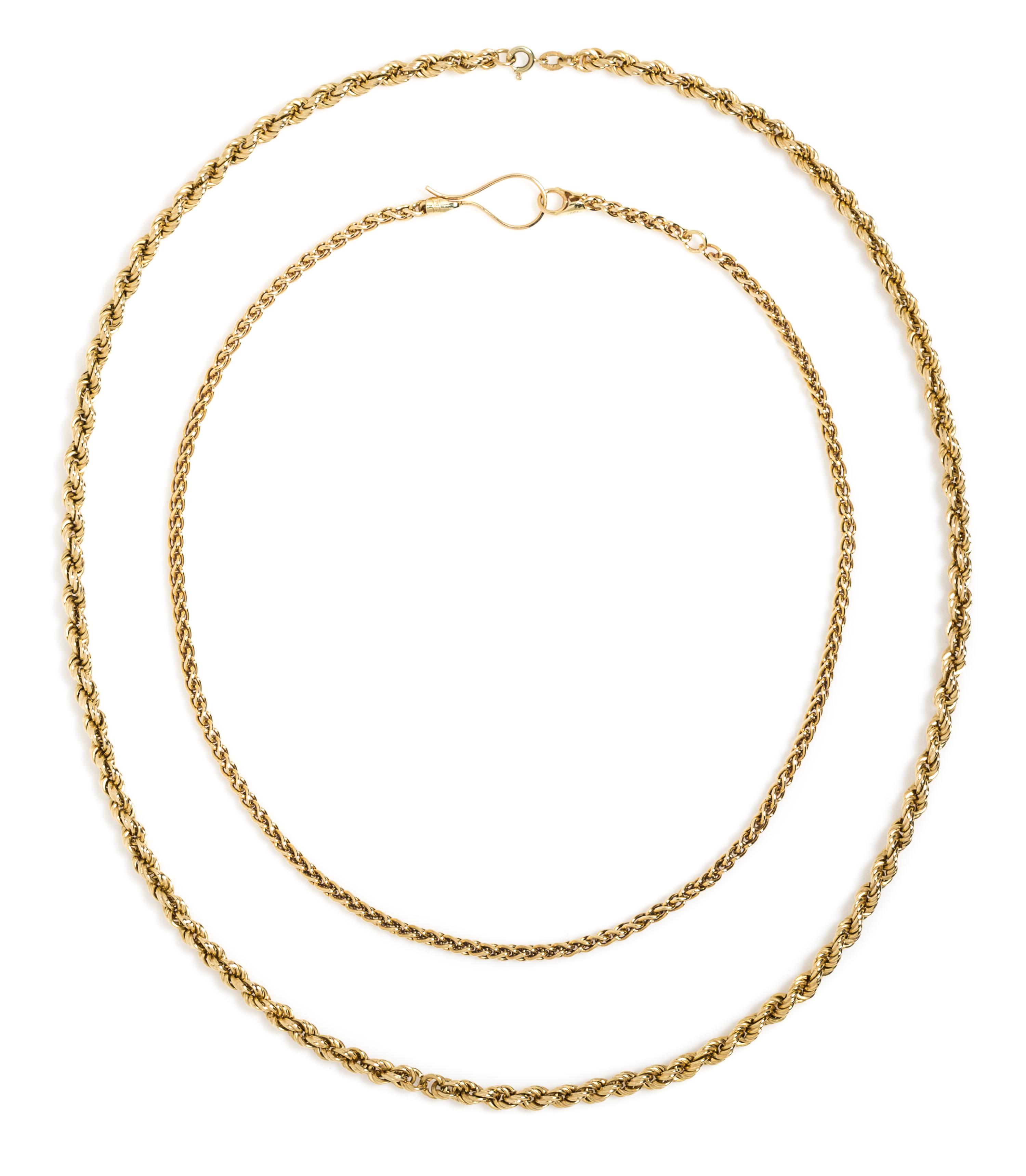 A Collection of 18 Karat Yellow Gold Chains, 27.20 dwts.