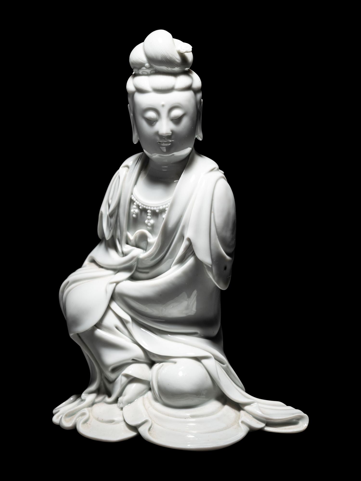 A Blanc-de-Chine Porcelain Figure of Guanyin