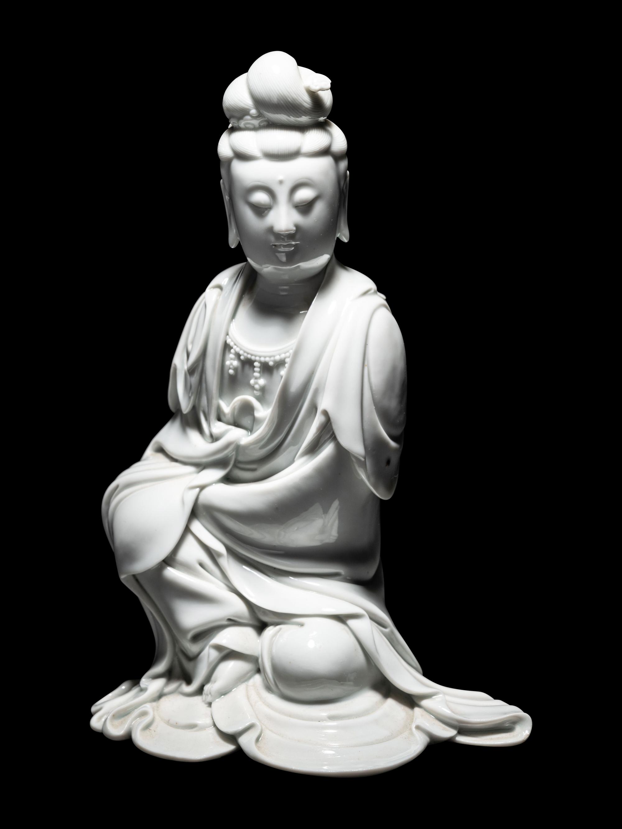 A Blanc-de-Chine Porcelain Figure of Guanyin