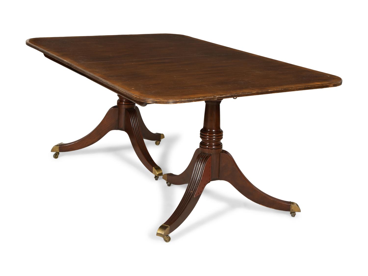 A George III Style Double-Pedestal Mahogany Dining Table