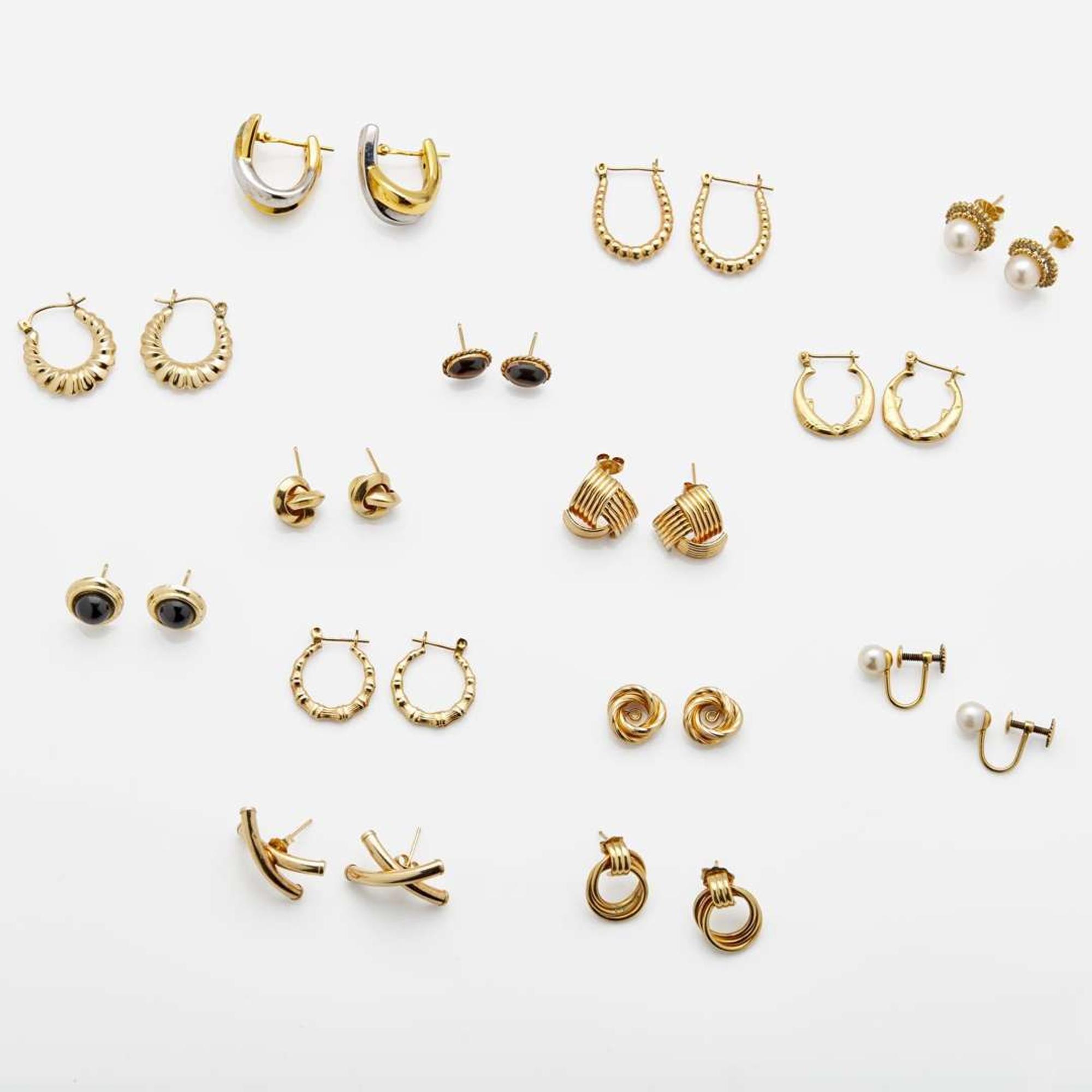 A Miscellaneous Collection of Yellow Gold Earrings