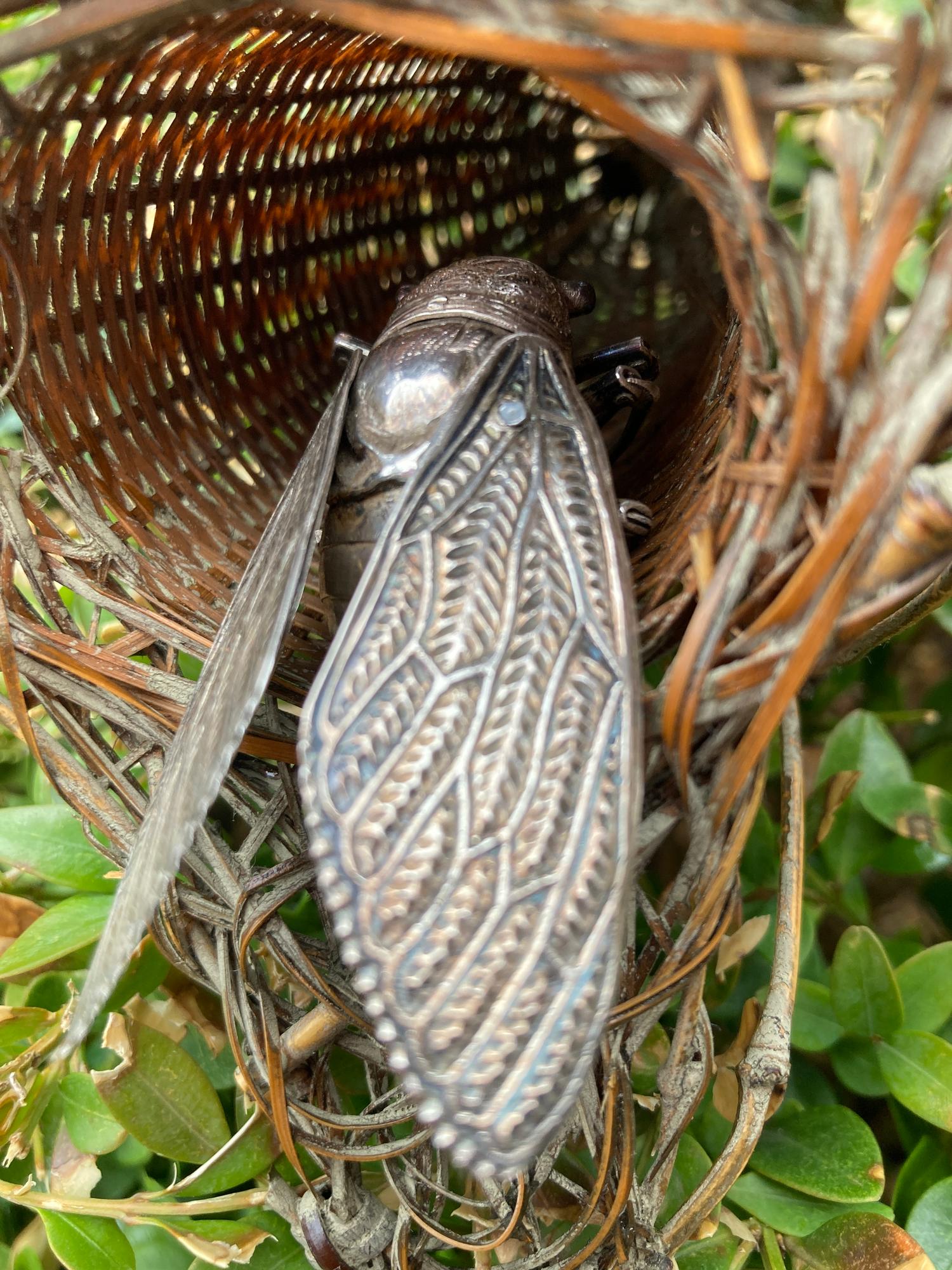 Two Silver Articulated Models of Insects
