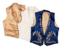 Three Men's 19th Century Waistcoats/Vests, 1840-50
