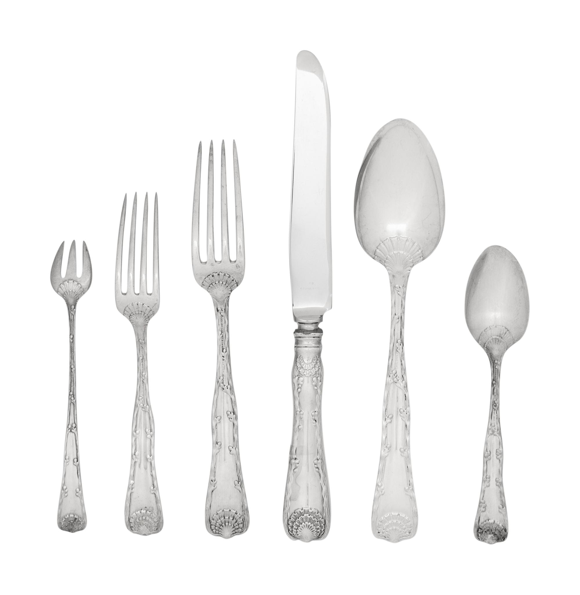 A Tiffany and Co. Wave Edge Silver Flatware Service