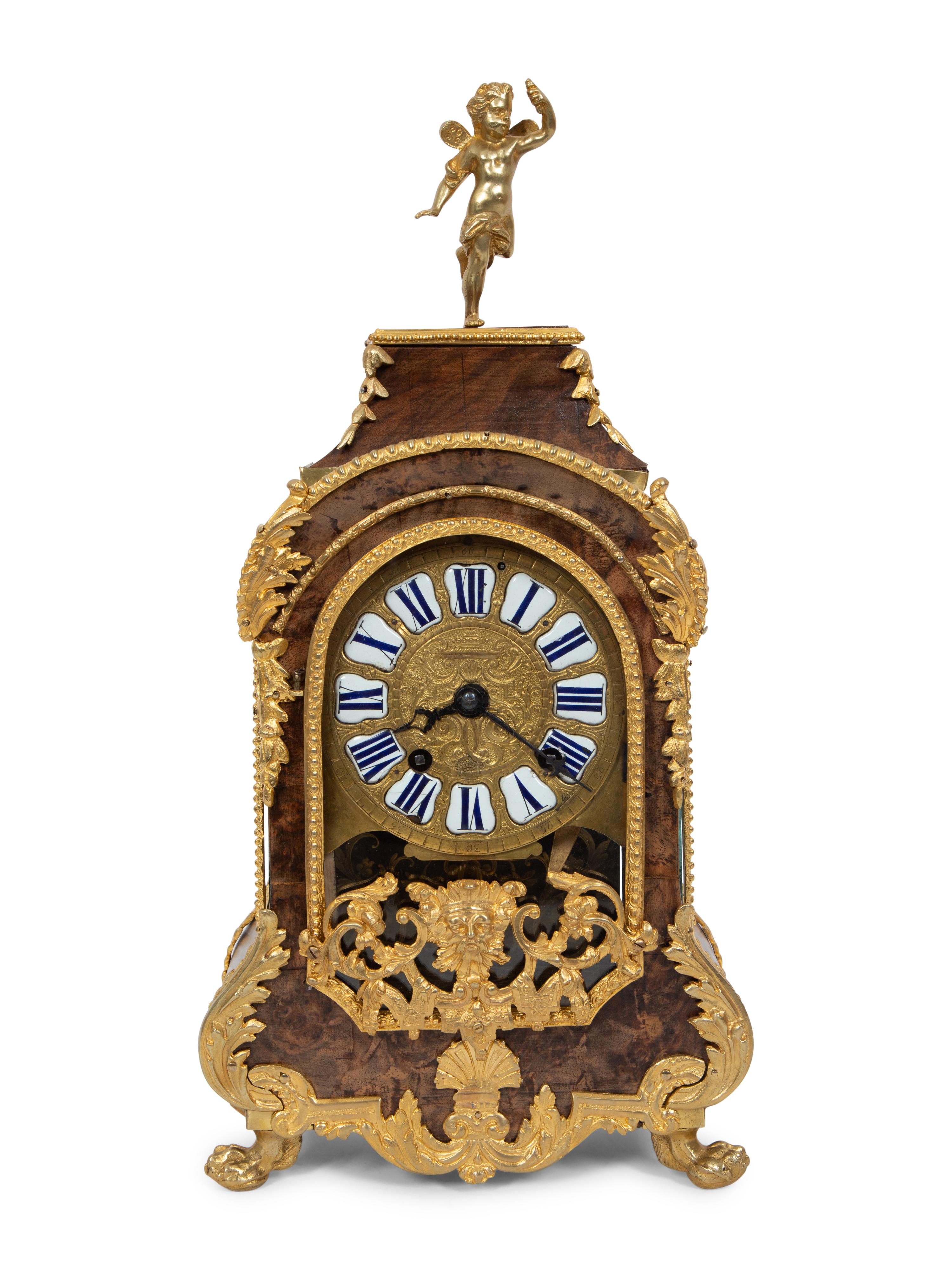 A Louis XV Gilt Bronze Mounted Walnut Bracket Clock