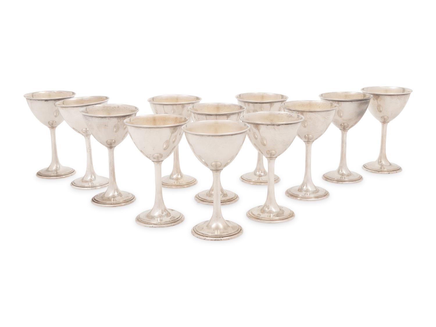 A Set of Twelve American Silver Goblets
