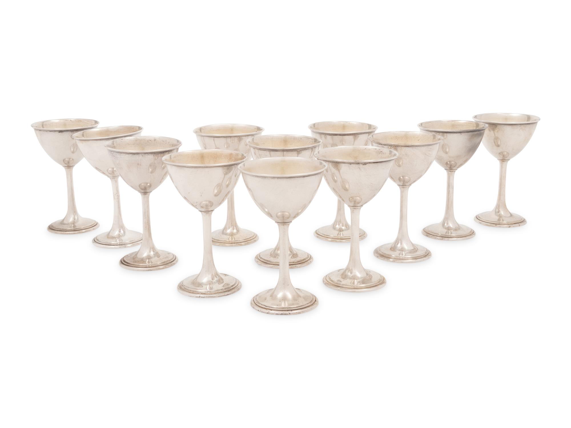 A Set of Twelve American Silver Goblets