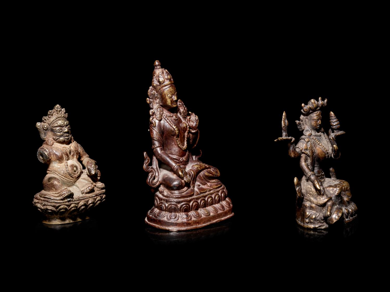 Three Sino-Tibetan Gilt Bronze Figures of Bodhisattva