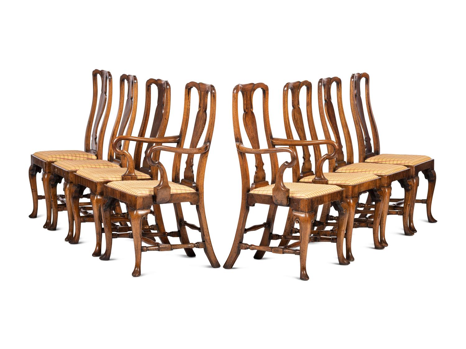 A Set of Queen Anne Style Walnut Chairs