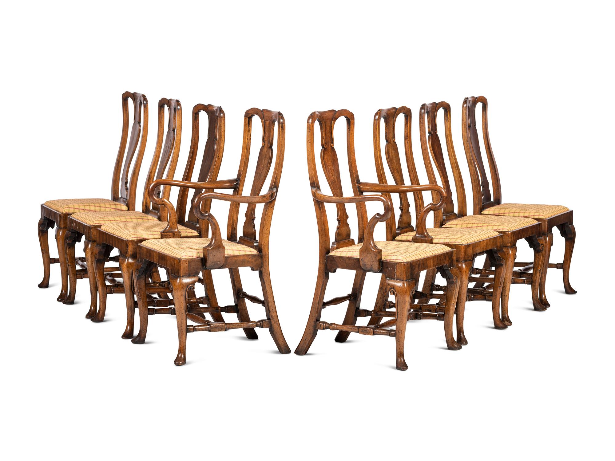 A Set of Queen Anne Style Walnut Chairs
